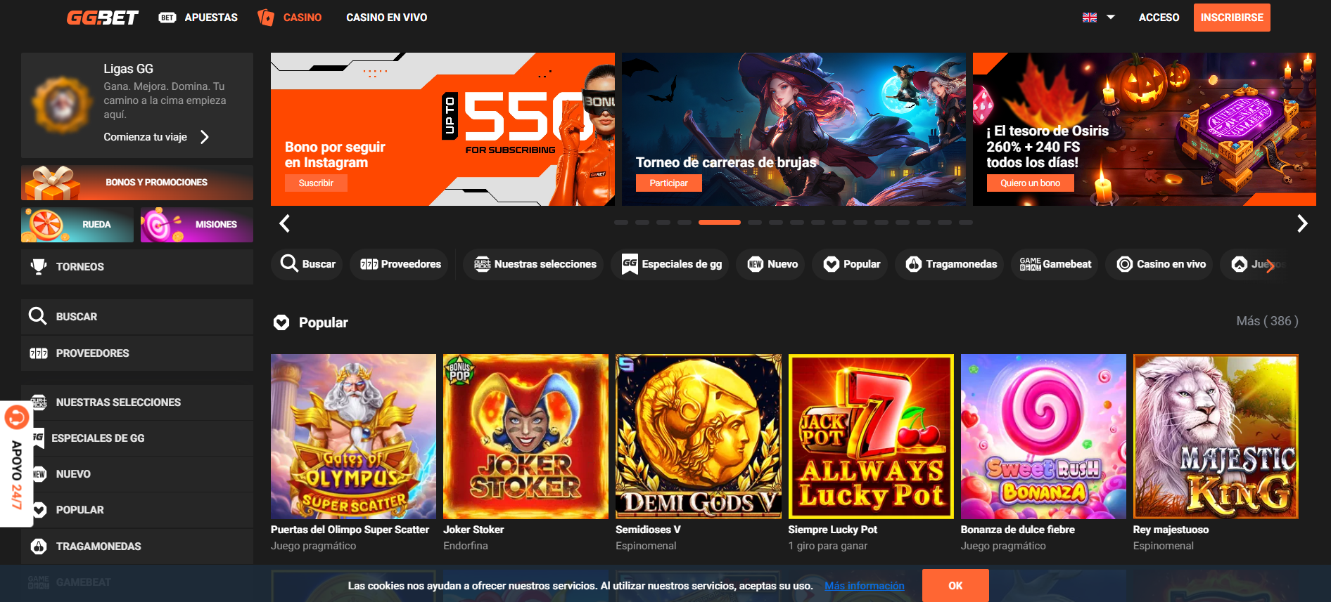 GGBET Casino Juegos